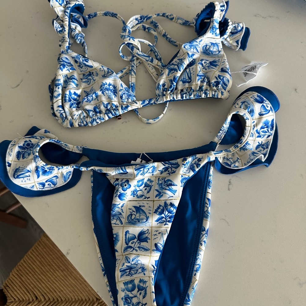 Blue Floral Bikini Set
